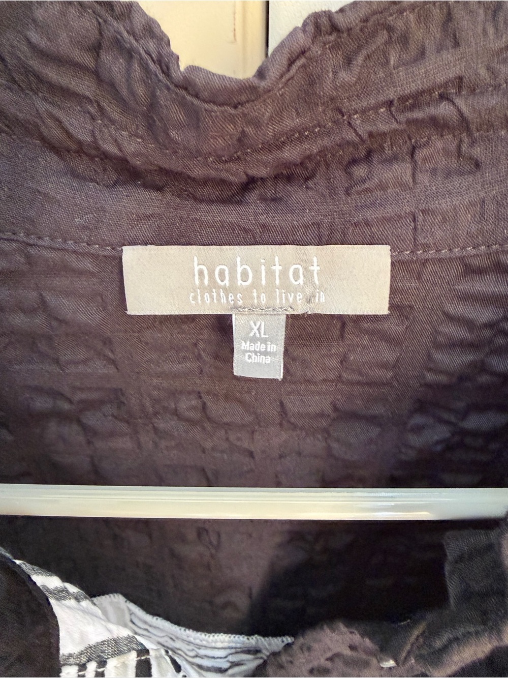 Habitat Tunic Top Black White Lagenlook Coastal Artsy Blouse Wire Collar XL - Picture 2 of 9